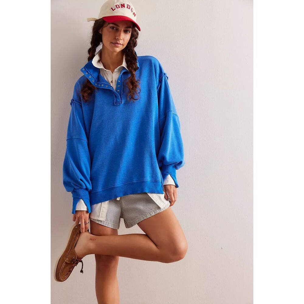 Free People Camden Oversized Henley Women's Size S NWT Lake Victoria